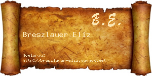 Breszlauer Eliz névjegykártya